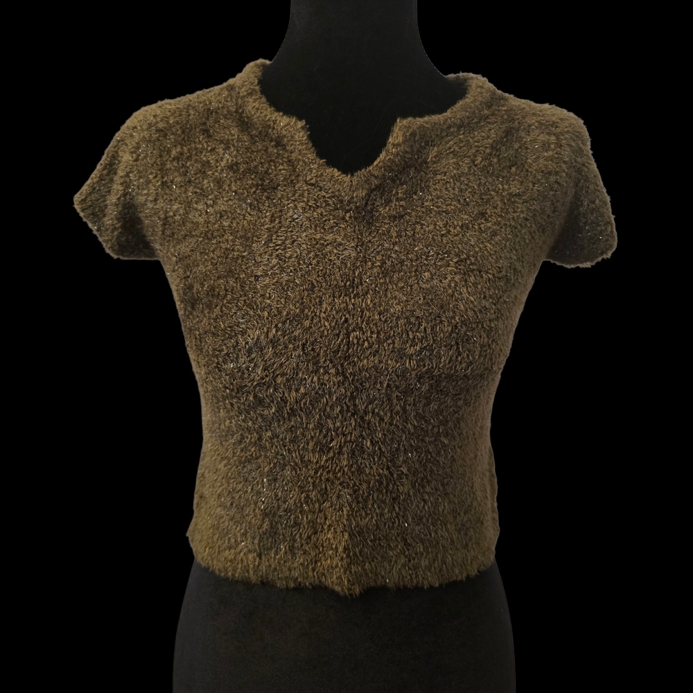 Limited Too Fuzzy Knit Short Sleeve Top in Olive